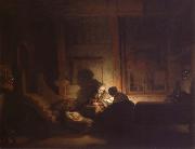 REMBRANDT Harmenszoon van Rijn The Holy Family at night Spain oil painting artist